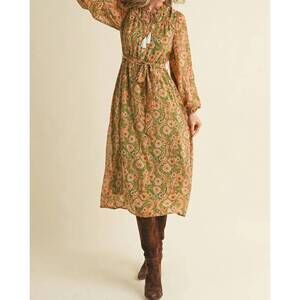 NEW EN MERCI exclusive floral print belted midi dress in multi